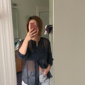 French connection sheer caressa crinkle printed shirt